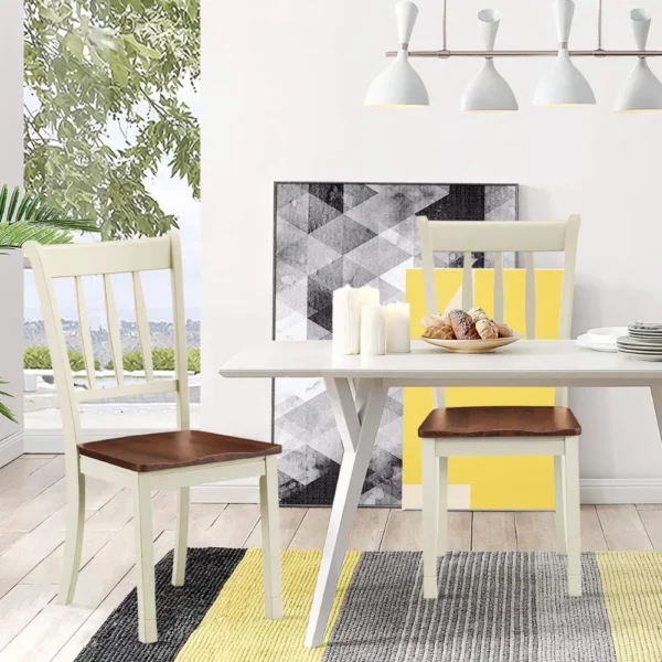 Elevate Your Dining Experience: Set of 4 Armless Wood Dining Chairs with Solid Rubberwood Frame - Image 2
