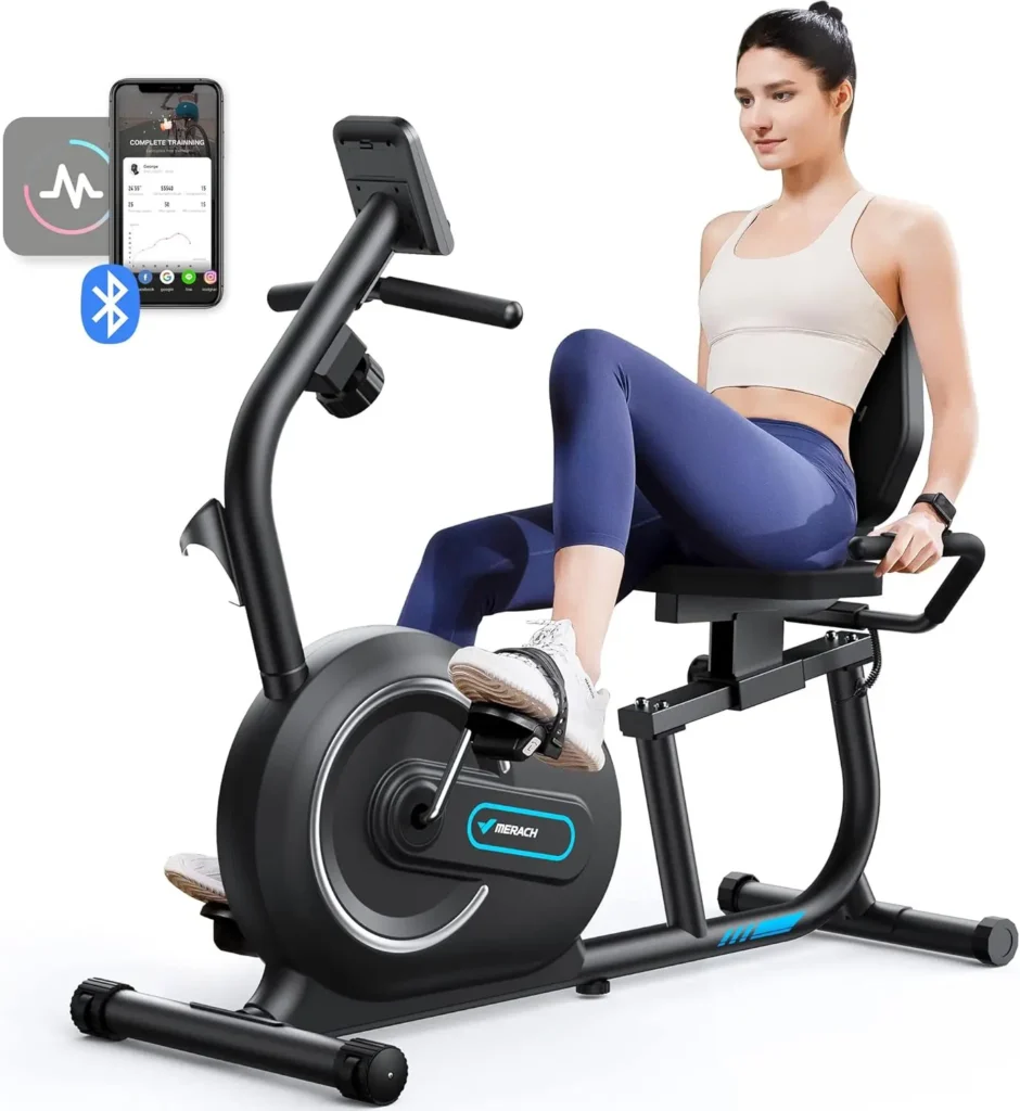 Smart Recumbent Exercise Bike: Bluetooth Connectivity, LCD, Heart Rate Monitoring