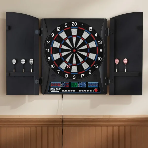 Fat Cat  Electronic Dartboard Compact Size Over 35 Games with 167 Options Built-In Cabinet and Dart Storage - Image 2