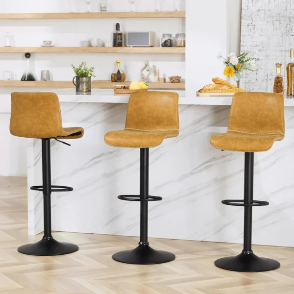 Swivel Bar Stools Set of 4, Counter Height Bar Stools with Back, Adjustable Stools 24" to 32", Faux Leather Stool - Image 6