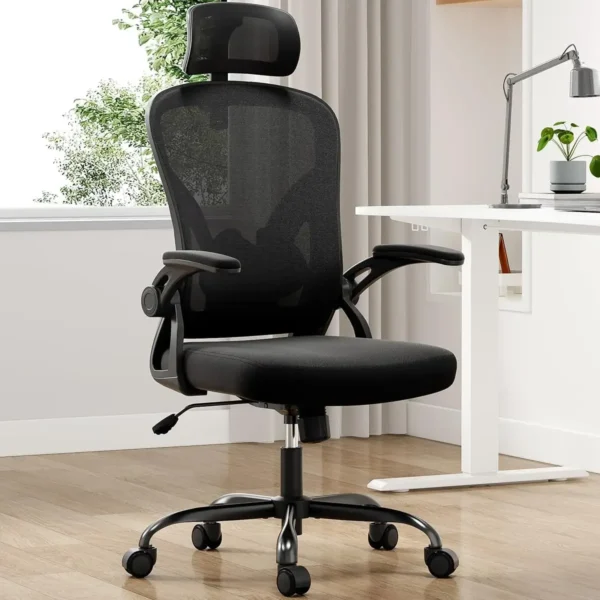 Ergonomic Office Chair with Headrest, Adjustable Lumbar Support, Flip-up Armrests, Breathable Mesh Back, 5-Year Warranty - Image 8