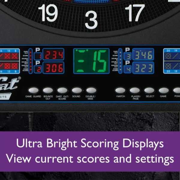 Fat Cat  Electronic Dartboard Compact Size Over 35 Games with 167 Options Built-In Cabinet and Dart Storage - Image 6