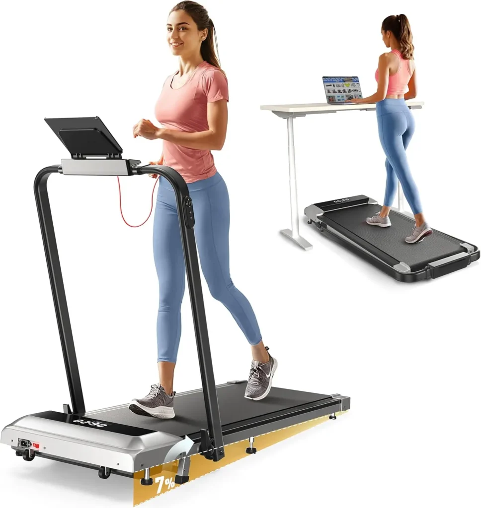 2-in-1 Under Desk Treadmill with Incline, Handlebar, and Folding Design for Home Workouts