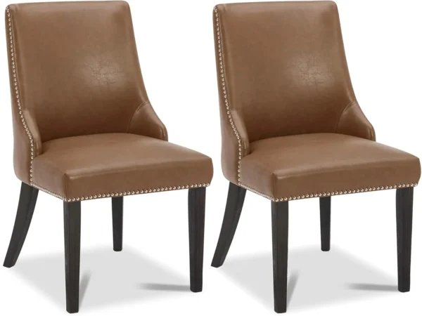 Farmhouse Dining Chairs with Nailhead Trim, Fabric High Back upholstered Chairs, Dining Room Chairs Set of 2 - Image 11