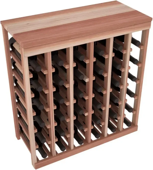 Living Series Table Top Wine Rack - Durable and Modular Wine Storage System, Redwood Unstained - Holds 36 Bottles - Image 5