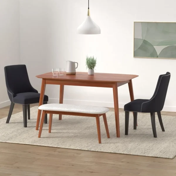 Farmhouse Dining Chairs with Nailhead Trim, Fabric High Back upholstered Chairs, Dining Room Chairs Set of 2 - Image 2