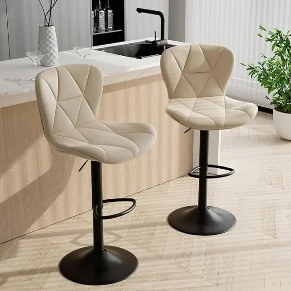 Adjustable Swivel Barstools with High Backrest - Set of 2 - Image 8