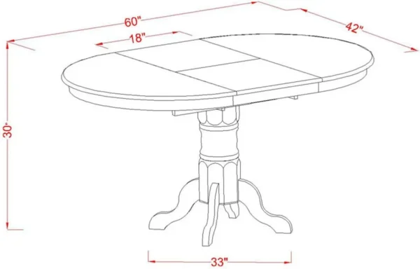 5-Piece Kitchen Set: Oval Linen White Table with Butterfly Leaf and 4 Dining Chairs (42x60 Inch) - Image 5