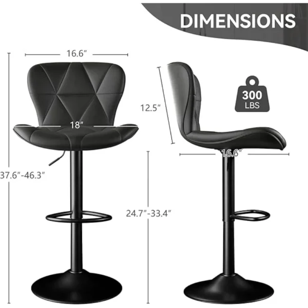 Adjustable Swivel Barstools with High Backrest - Set of 2 - Image 5