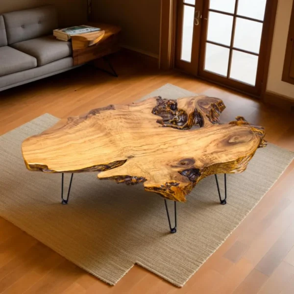 DUTRIEUX Live Edge Natural Wood Coffee Table, 35” x 20” - Image 9