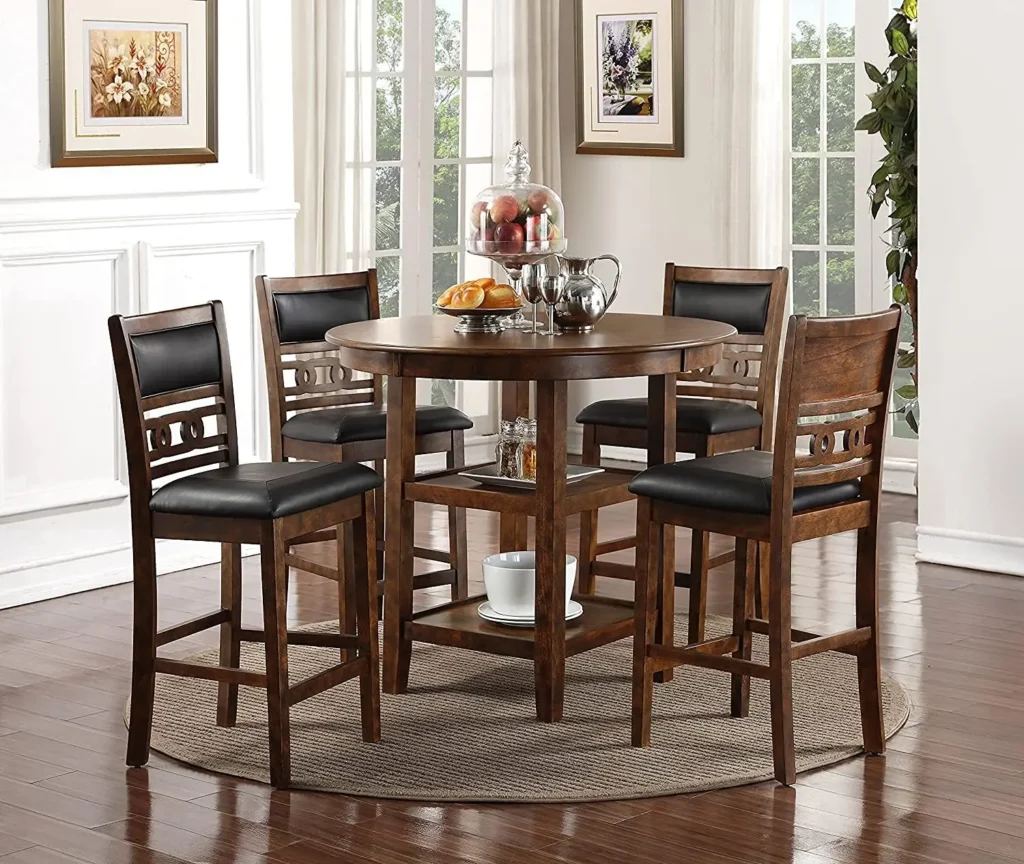 5 Piece Counter Height Dining Table Set - 42.25 Inch Brown High Quality Long Lasting Dining Room Furniture Modern