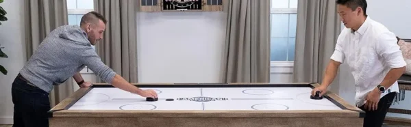 84" Air-Powered Hockey Table: Rustic Wood, Modern Design, K-Shaped Legs - Image 8
