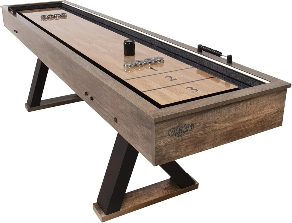 American Legend 9' LED Light Up Shuffleboard Table with Bowling: Illuminate Your Game Night