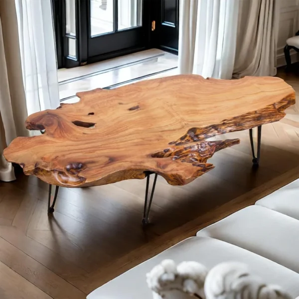 DUTRIEUX Live Edge Natural Wood Coffee Table, 35” x 20”