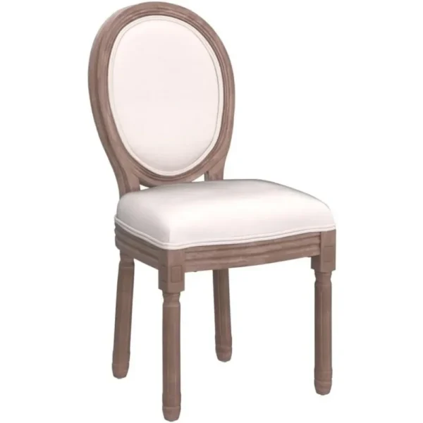 French Country Dining Chairs Set of 6, Vintage Louis Chairs with Curved Backrest and Beautifully Carved Solid Wood Frame - Image 4