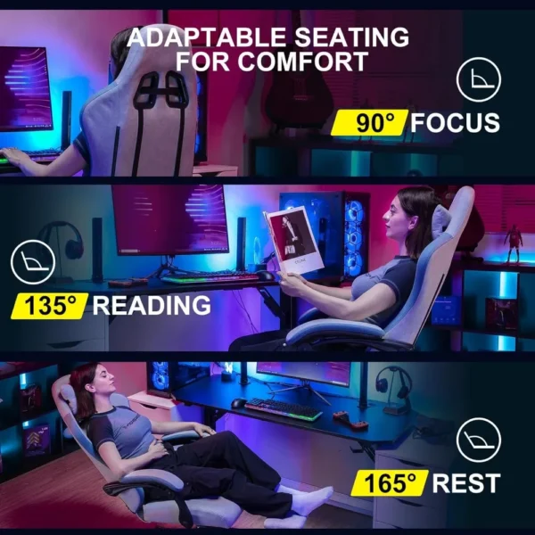Ergonomic Gaming Chair with Pocket Spring Cushion, Linkage Armrests, Footrest, and High Back for Enhanced Comfort and Style - Image 6