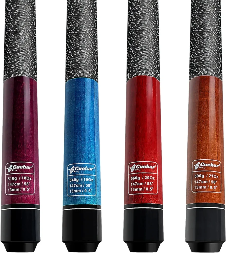 Pool Cue Sticks Set of 4, 18 19 20 21 oz Pool Cues 58 Inch, 2-Piece House Bar Pool Table Sticks for Men Women