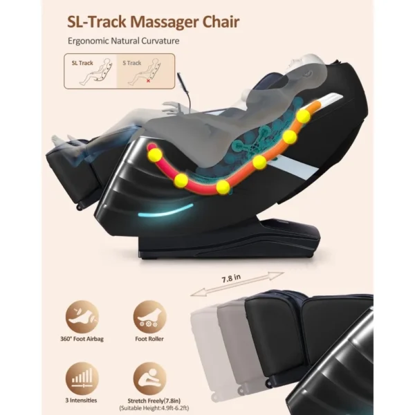 Full Body Zero Gravity SL Track Massage Chair with Yoga Stretching - Image 12