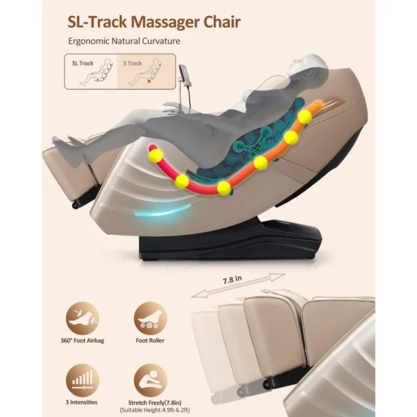 Full Body Zero Gravity SL Track Massage Chair with Yoga Stretching - Image 5