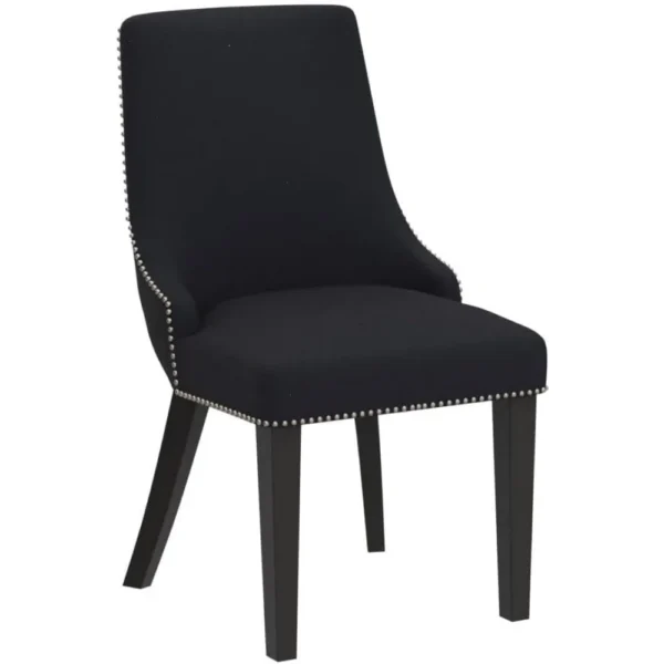 Farmhouse Dining Chairs with Nailhead Trim, Fabric High Back upholstered Chairs, Dining Room Chairs Set of 2 - Image 4