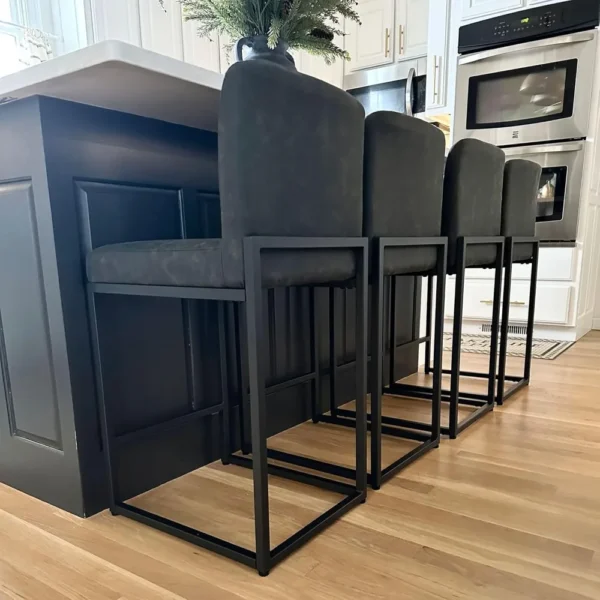 Black Bar Stools Set of 4 - Counter Height 24" Pu Leather Kitchen Modern Bar Chairs (Grey, Black, White And Gold Bv, White Gold)