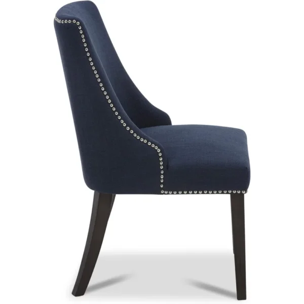 Farmhouse Dining Chairs with Nailhead Trim, Fabric High Back upholstered Chairs, Dining Room Chairs Set of 2 - Image 5