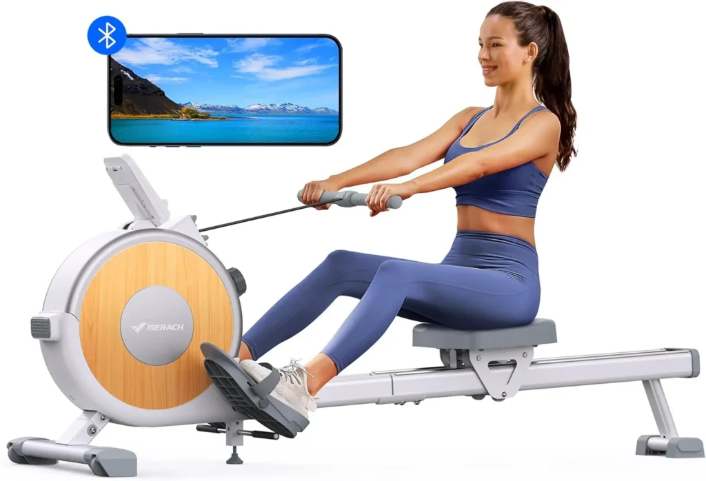 Rowing Machine: Quiet Magnetic Rower with 16 Resistance Levels, Dual Slide Rail, 350lb Capacity