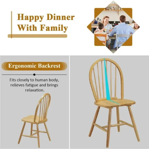 Set of 4 Windsor Chairs, Wood Dining Chairs, French Country Armless Spindle Back Dining Chairs, Farmhouse Kitchen Dining - Image 3