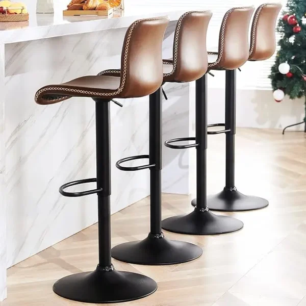 Swivel Bar Stools Set of 4, Counter Height Bar Stools with Back, Adjustable Stools 24" to 32", Faux Leather Stool - Image 9