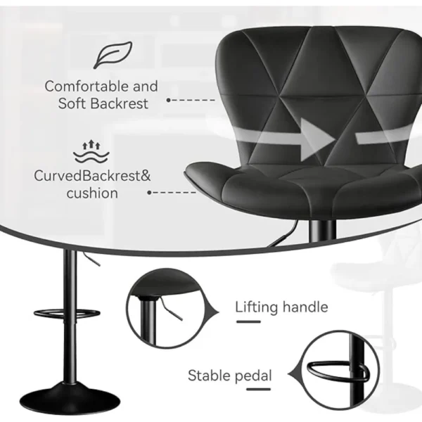 Adjustable Swivel Barstools with High Backrest - Set of 2 - Image 4