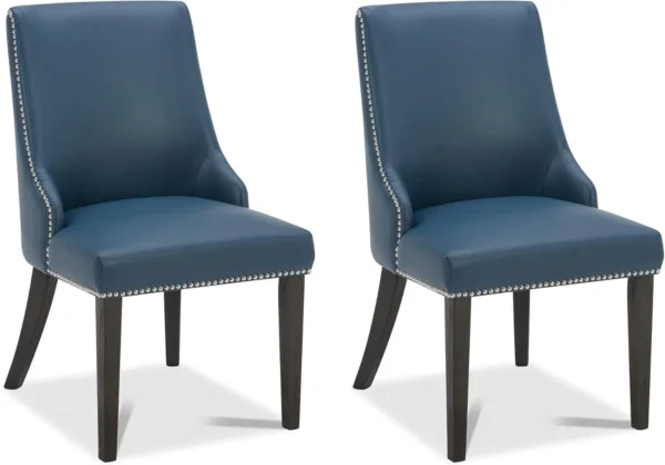 Farmhouse Dining Chairs with Nailhead Trim, Fabric High Back upholstered Chairs, Dining Room Chairs Set of 2 - Image 8