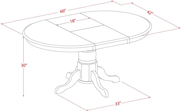 5-Piece Modern Dining Set: Oval Wooden Table with Butterfly Leaf and 4 Sturdy Chairs (42x60 Inch) - Image 4