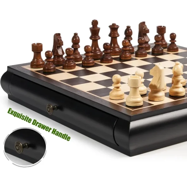 Captivating Wooden Chess Checkers Game Set - Image 3