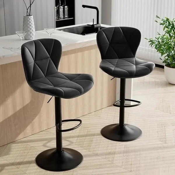 Adjustable Swivel Barstools with High Backrest - Set of 2 - Image 7
