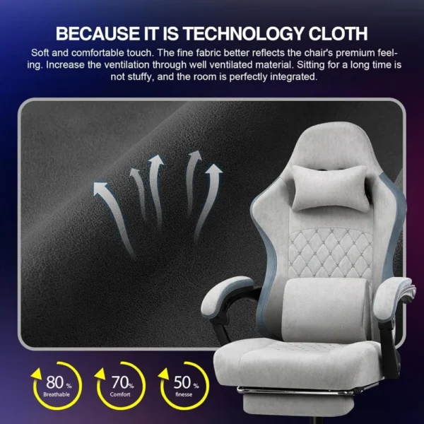 Ergonomic Gaming Chair with Pocket Spring Cushion, Linkage Armrests, Footrest, and High Back for Enhanced Comfort and Style - Image 5