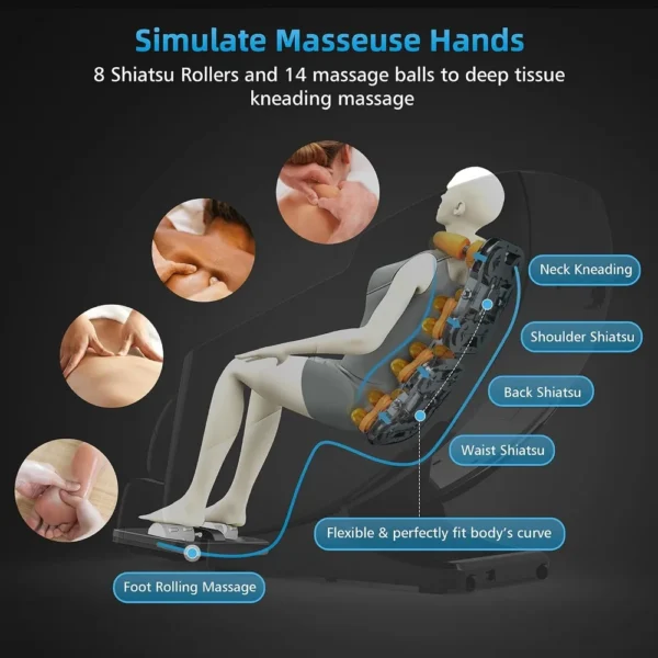 4D Shiatsu Deep Tissue Massage Chair: Ultimate Relaxation with Zero Gravity - Image 3