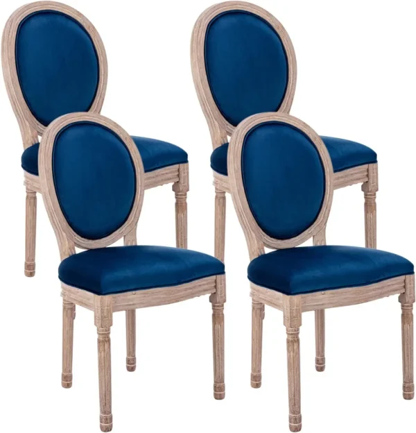 French Country Dining Chairs Set of 6, Vintage Louis Chairs with Curved Backrest and Beautifully Carved Solid Wood Frame - Image 10