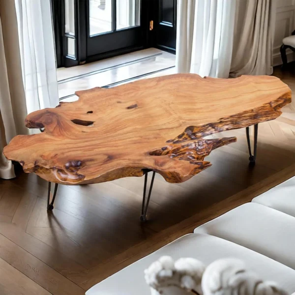 DUTRIEUX Live Edge Natural Wood Coffee Table, 35” x 20” - Image 8
