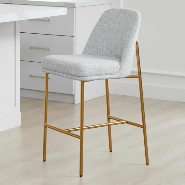 Counter Height Bar Stools Set of 2, FSC Certified Metal Barstools for Kitchen Island, 27" H Seat Height,Fabric - Image 3